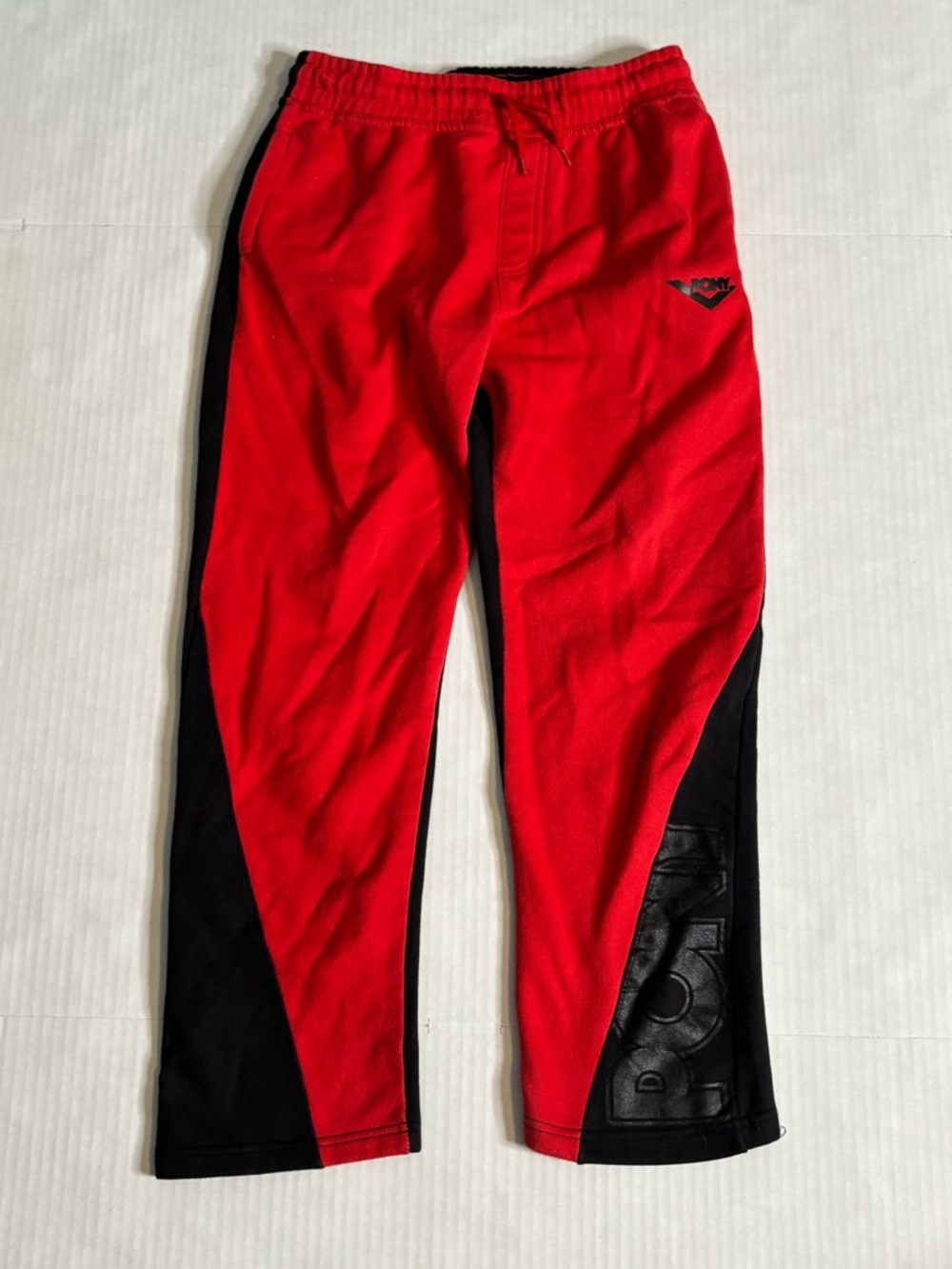 Vintage PONY Brand boys size M(10/12) Red and black color block  SweatPants